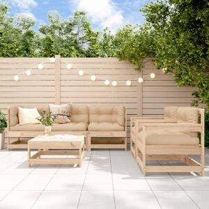 vidaXL 6-tlg. Garten-Lounge-Set mit Kissen Massivholz - Braun