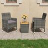 vidaXL 3-tlg. Bistro-Set Poly Rattan und Akazienholz Grau