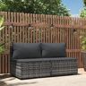 vidaXL Garten-Mittelsofas mit Kissen 2 Stk. Grau Poly Rattan - Grau