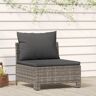 vidaXL Garten-Mittelsofa mit Kissen Grau Poly Rattan - Grau