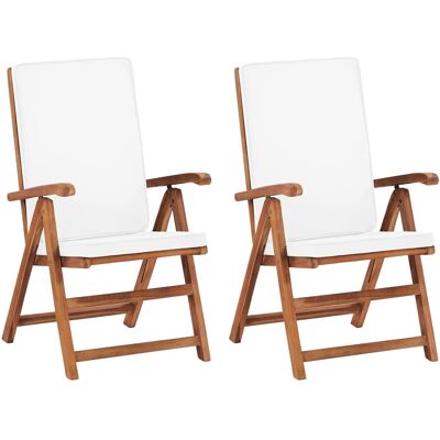 vidaXL Garten-Liegestühle 2 Stk. mit Auflagen Massivholz Teak - Creme vidaXL Garten-Liegestühle 2 Stk. mit Auflagen Massivholz Teak - Creme