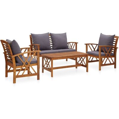 vidaXL 4-tlg. Garten-Lounge-Set mit Auflagen Massivholz Akazie - Grau vidaXL 4-tlg. Garten-Lounge-Set mit Auflagen Massivholz Akazie - Grau