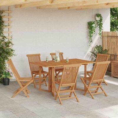 vidaXL Garten Essgruppe 7 pcs Braun Massivholz Teak - Braun vidaXL Garten Essgruppe 7 pcs Braun Massivholz Teak - Braun