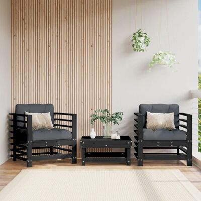 vidaXL Gartenstühle mit Kissen 2 Stk. Schwarz Massivholz Kiefer - Schwarz vidaXL Gartenstühle mit Kissen 2 Stk. Schwarz Massivholz Kiefer - Schwarz