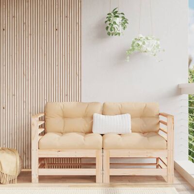 vidaXL Gartenecksofas Outdoor Ecksofa 2 Stück Massivholz Kiefer vidaXL Gartenecksofas Outdoor Ecksofa 2 Stück Massivholz Kiefer