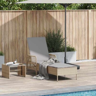 vidaXL Sonnenliege Beige und Hellgrau 200 x 55 x 92 cm Poly-Rattan - Beige vidaXL Sonnenliege Beige und Hellgrau 200 x 55 x 92 cm Poly-Rattan - Beige