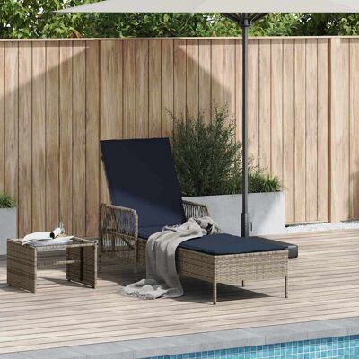 vidaXL Sonnenliege Grau und Marineblau 200 x 55 x 92 cm Poly-Rattan - Grau vidaXL Sonnenliege Grau und Marineblau 200 x 55 x 92 cm Poly-Rattan - Grau