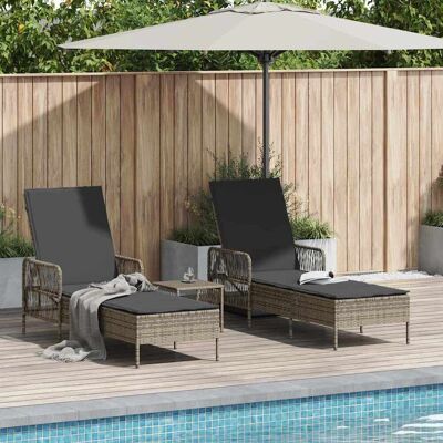 vidaXL Sonnenliege 3 pcs Grau und Dunkelgrau 55 x 200 x 92 cm - Grau vidaXL Sonnenliege 3 pcs Grau und Dunkelgrau 55 x 200 x 92 cm - Grau