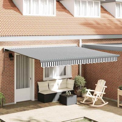 vidaXL Markise Einziehbar Anthrazit und Weiß 4x3 m Stoff und Aluminium - Anthrazit vidaXL Markise Einziehbar Anthrazit und Weiß 4x3 m Stoff und Aluminium - Anthrazit