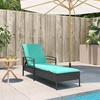 vidaXL Sonnenliege mit Kissen Schwarz 63 x 200 x 81 cm Poly-Rattan - Schwarz vidaXL Sonnenliege mit Kissen Schwarz 63 x 200 x 81 cm Poly-Rattan - Schwarz