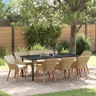vidaXL Garten Essgruppe mit Kissen 9 pcs Beige Poly-Rattan - Beige vidaXL Garten Essgruppe mit Kissen 9 pcs Beige Poly-Rattan - Beige