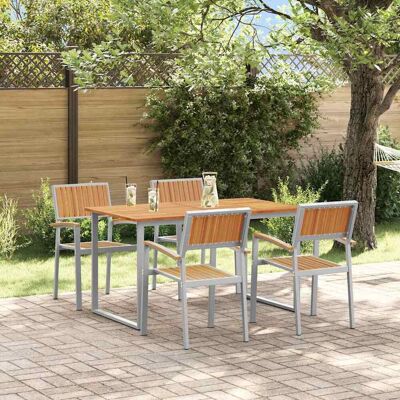 vidaXL Garten Essgruppe 5 pcs Grau Massivholz Akazie - Grau vidaXL Garten Essgruppe 5 pcs Grau Massivholz Akazie - Grau