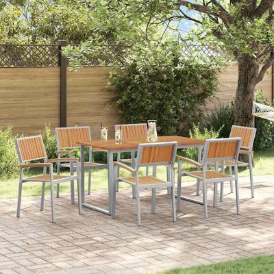 vidaXL Garten Essgruppe 7 pcs Grau Massivholz Akazie - Grau vidaXL Garten Essgruppe 7 pcs Grau Massivholz Akazie - Grau