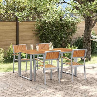 vidaXL Garten Essgruppe 5 pcs Grau Massivholz Akazie - Grau vidaXL Garten Essgruppe 5 pcs Grau Massivholz Akazie - Grau