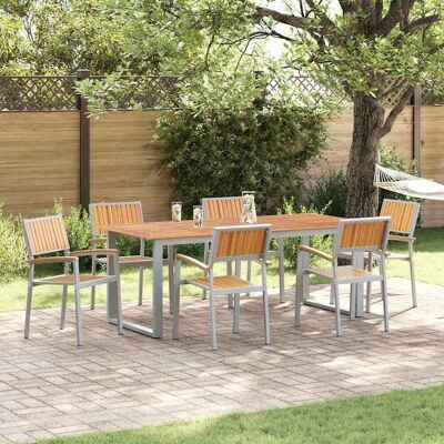 vidaXL Garten Essgruppe 7 pcs Grau Massivholz Akazie - Grau vidaXL Garten Essgruppe 7 pcs Grau Massivholz Akazie - Grau
