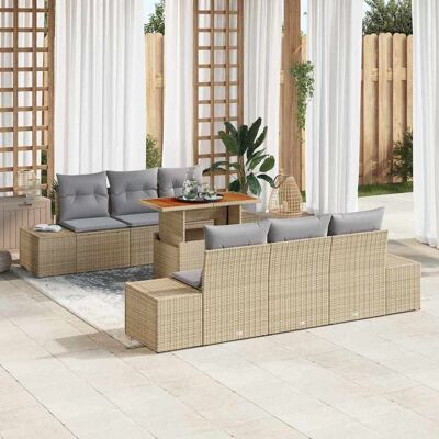 vidaXL Garten Essgruppe mit Kissen 7 pcs Beige und Grau - Beige vidaXL Garten Essgruppe mit Kissen 7 pcs Beige und Grau - Beige