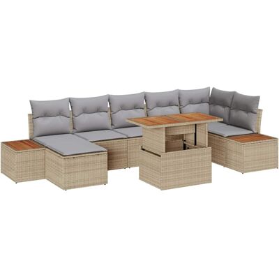 vidaXL Garten Essgruppe mit Kissen 8 pcs Beige und Grau - Beige vidaXL Garten Essgruppe mit Kissen 8 pcs Beige und Grau - Beige