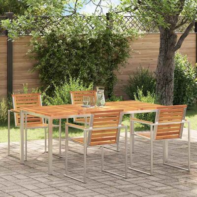 vidaXL Esstisch 180x90x75 cm Massives Akazienholz und Edelstahl - Braun vidaXL Esstisch 180x90x75 cm Massives Akazienholz und Edelstahl - Braun