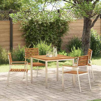 vidaXL Gartenstuhl 4 pcs Massives Akazienholz und Edelstahl - Braun vidaXL Gartenstuhl 4 pcs Massives Akazienholz und Edelstahl - Braun