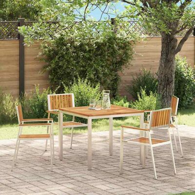 vidaXL Gartenstuhl 4 pcs Massives Akazienholz und Edelstahl - Braun vidaXL Gartenstuhl 4 pcs Massives Akazienholz und Edelstahl - Braun