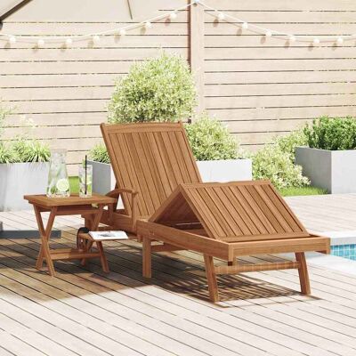 vidaXL Sonnenliege 2 pcs Massives Teakholz Braun - Braun vidaXL Sonnenliege 2 pcs Massives Teakholz Braun - Braun