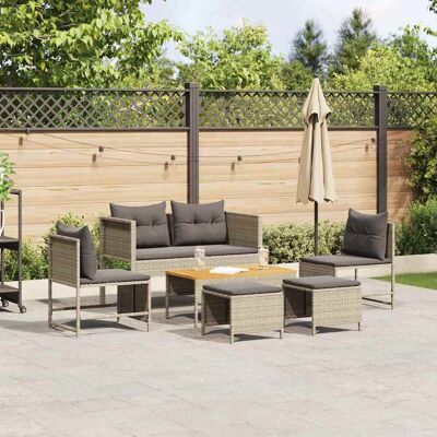 vidaXL Gartensofa-set 6 pcs Hellgrau und Dunkelgrau Poly-Rattan - Hellgrau vidaXL Gartensofa-set 6 pcs Hellgrau und Dunkelgrau Poly-Rattan - Hellgrau
