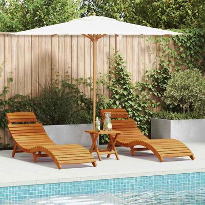 vidaXL Sonnenliege Set aus 2 Braun Massivholz Akazie - Sonnenliege Set vidaXL Sonnenliege Set aus 2 Braun Massivholz Akazie - Sonnenliege Set