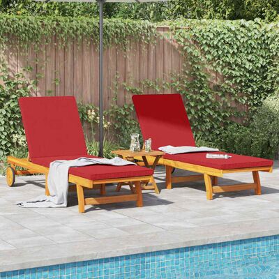 vidaXL Sonnenliege Set aus 3 Rot Akazien Holz 65x200x84cm - Loungesessel Set vidaXL Sonnenliege Set aus 3 Rot Akazien Holz 65x200x84cm - Loungesessel Set