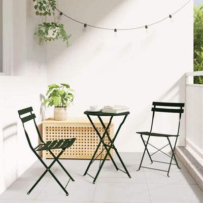 vidaXL Klapp Bistro Set 3 pcs Wald Stahl - Waldgrün vidaXL Klapp Bistro Set 3 pcs Wald Stahl - Waldgrün