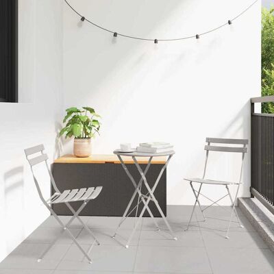vidaXL Klapp Bistro Set 3 pcs Beige Stahl - Beige vidaXL Klapp Bistro Set 3 pcs Beige Stahl - Beige