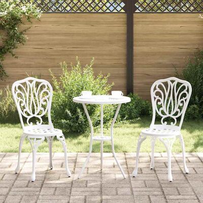 Vidaxl Weißes Aluminium Gartentisch-Set für Zwei Vidaxl Weißes Aluminium Gartentisch-Set für Zwei