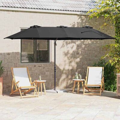 vidaXL Sonnenschirm Schwarz 372 x 198 x 243 cm Polyester und Aluminium - Schwarz vidaXL Sonnenschirm Schwarz 372 x 198 x 243 cm Polyester und Aluminium - Schwarz