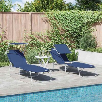 vidaXL Sonnenliege 2 pcs Blau 58 x 188 x 77cm Polyester - Blau vidaXL Sonnenliege 2 pcs Blau 58 x 188 x 77cm Polyester - Blau