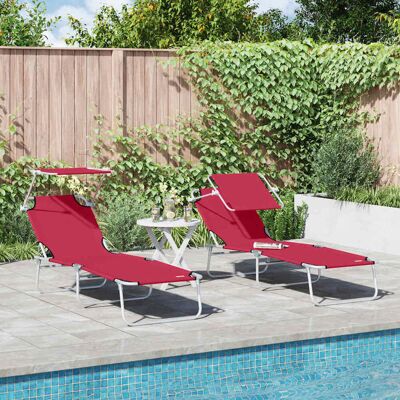 vidaXL Sonnenliege 2 pcs Rot 58 x 188 x 77cm Polyester - Rot vidaXL Sonnenliege 2 pcs Rot 58 x 188 x 77cm Polyester - Rot