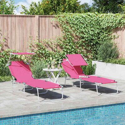 vidaXL Sonnenliege 2 pcs Rosa 58 x 188 x 77cm Polyester - Rosa vidaXL Sonnenliege 2 pcs Rosa 58 x 188 x 77cm Polyester - Rosa