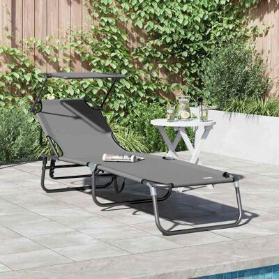 vidaXL Klappbare Sonnenliege Grau 190 x 57 x 81 cm Oxford - Grau vidaXL Klappbare Sonnenliege Grau 190 x 57 x 81 cm Oxford - Grau