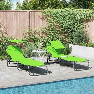 vidaXL Klappbare Sonnenliege 2 pcs Grün 190 x 57 x 81 cm Oxford - Grün vidaXL Klappbare Sonnenliege 2 pcs Grün 190 x 57 x 81 cm Oxford - Grün