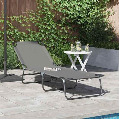vidaXL Klappbare Sonnenliege Grau 188 x 57 x 86,5 cm Polyester - Grau vidaXL Klappbare Sonnenliege Grau 188 x 57 x 86,5 cm Polyester - Grau
