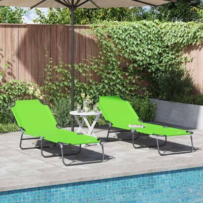 vidaXL Klappbare Sonnenliege 2 pcs Grün 188 x 57 x 86,5 cm Polyester - Grün vidaXL Klappbare Sonnenliege 2 pcs Grün 188 x 57 x 86,5 cm Polyester - Grün