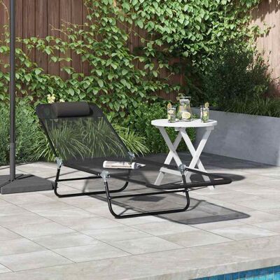 vidaXL Klappbare Sonnenliege Schwarz 182 x 55 x 85,5 cm Textilene - Schwarz vidaXL Klappbare Sonnenliege Schwarz 182 x 55 x 85,5 cm Textilene - Schwarz