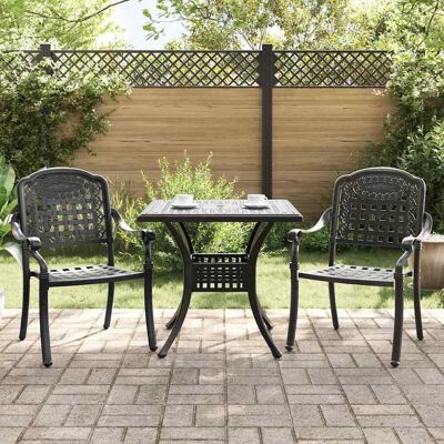 vidaXL Gartentisch Set 3 pcs Schwarz Gussaluminium - Schwarz vidaXL Gartentisch Set 3 pcs Schwarz Gussaluminium - Schwarz