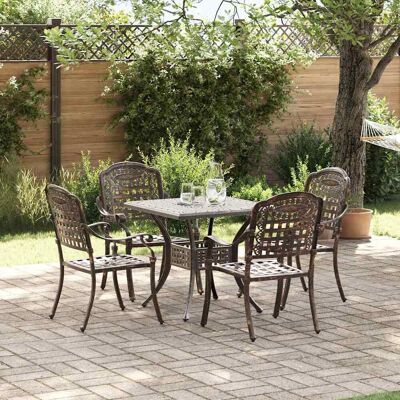 vidaXL Gartentisch Set 5 pcs Bronze Gussaluminium - Bronze vidaXL Gartentisch Set 5 pcs Bronze Gussaluminium - Bronze