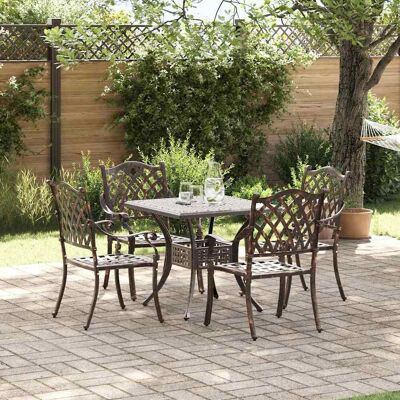 vidaXL Gartentisch Set 5 pcs Bronze Gussaluminium - Bronze vidaXL Gartentisch Set 5 pcs Bronze Gussaluminium - Bronze
