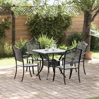 vidaXL Gartentisch Set 5 pcs Schwarz Gussaluminium - Schwarz vidaXL Gartentisch Set 5 pcs Schwarz Gussaluminium - Schwarz