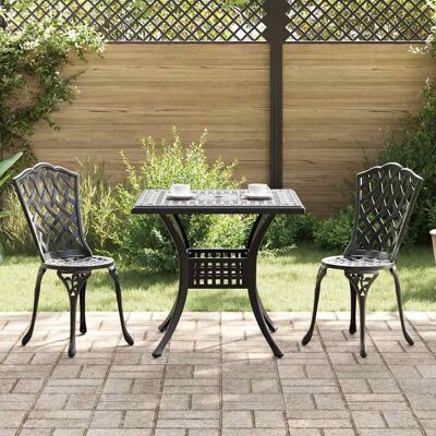 vidaXL Gartentisch Set 3 pcs Schwarz Gussaluminium - Schwarz vidaXL Gartentisch Set 3 pcs Schwarz Gussaluminium - Schwarz