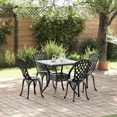 vidaXL Gartentisch Set 5 pcs Schwarz Gussaluminium - Schwarz vidaXL Gartentisch Set 5 pcs Schwarz Gussaluminium - Schwarz