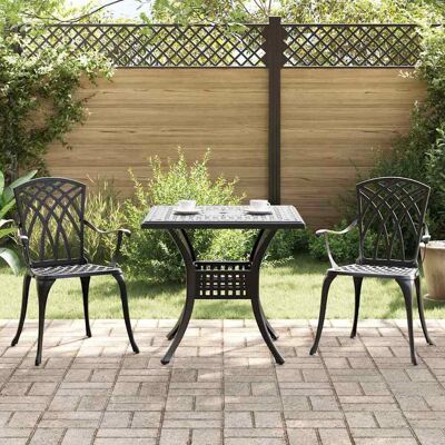 vidaXL Gartentisch Set 3 pcs Schwarz Gussaluminium - Schwarz vidaXL Gartentisch Set 3 pcs Schwarz Gussaluminium - Schwarz