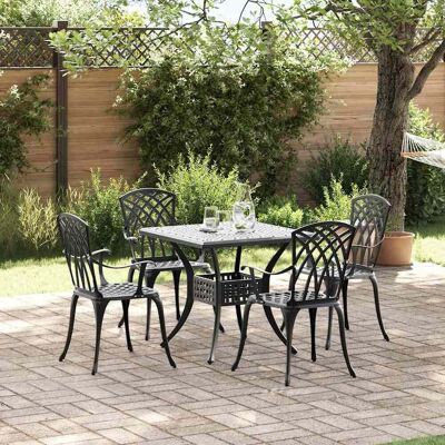 vidaXL Gartentisch Set 5 pcs Schwarz Gussaluminium - Schwarz vidaXL Gartentisch Set 5 pcs Schwarz Gussaluminium - Schwarz