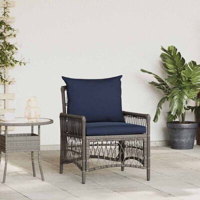 vidaXL Gartenstuhl mit Kissen Grau 73 x 61 x 77 cm Poly-Rattan - Grau vidaXL Gartenstuhl mit Kissen Grau 73 x 61 x 77 cm Poly-Rattan - Grau