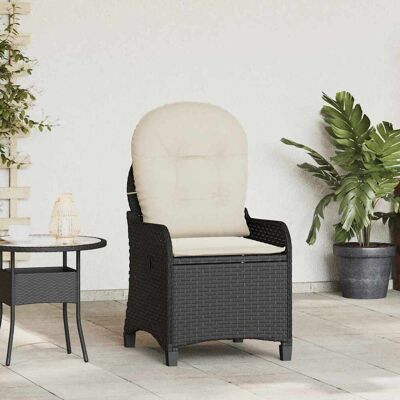 VidaXL Schwarzer Outdoor-Recliner mit Kissen VidaXL Schwarzer Outdoor-Recliner mit Kissen